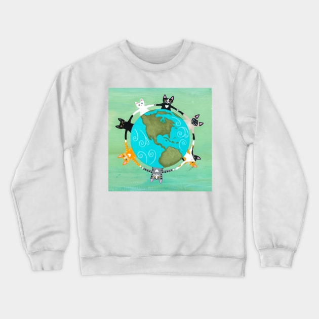 Love the Earth Cats Crewneck Sweatshirt by KilkennyCat Art